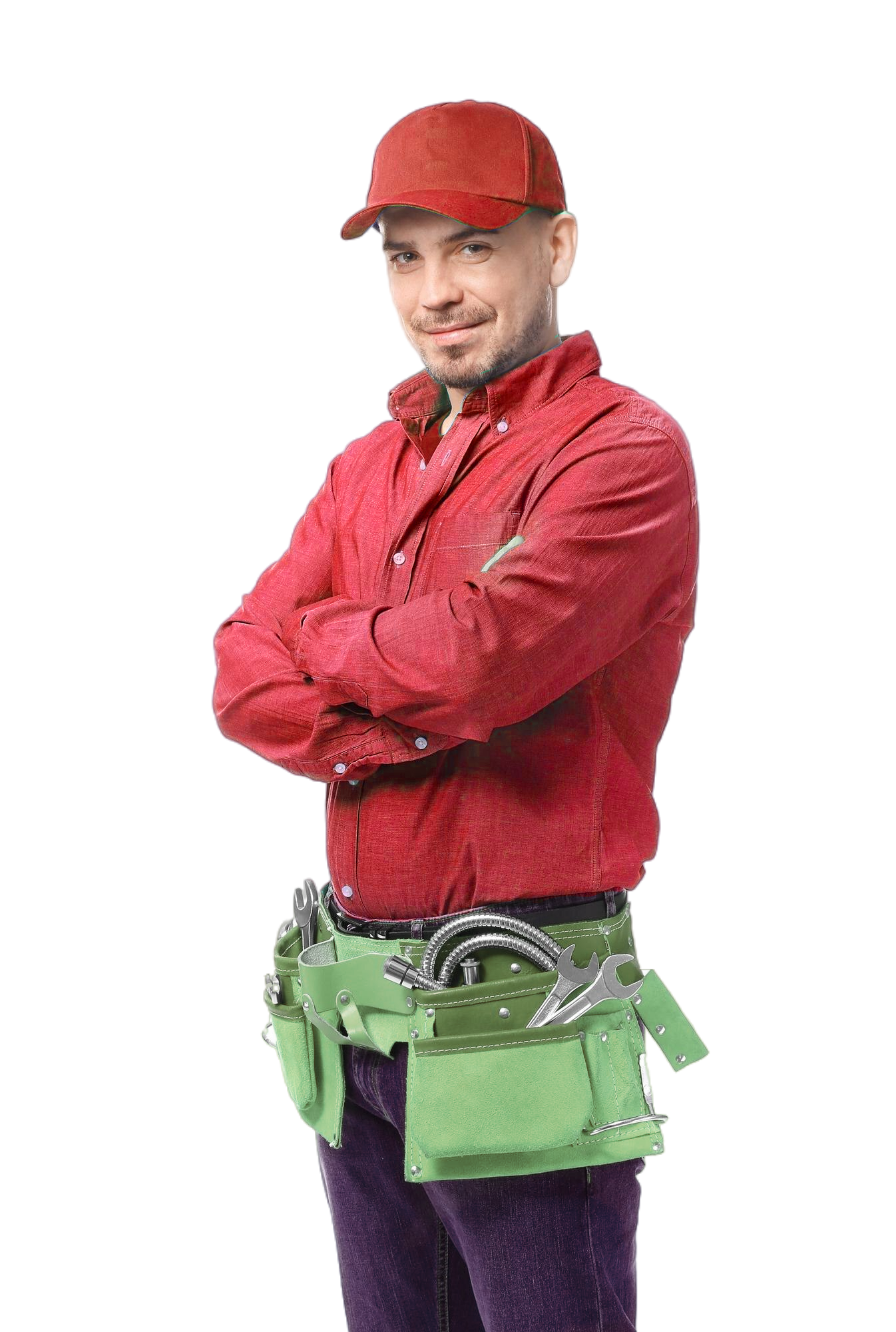 plumber-with-tool-belt-white-background